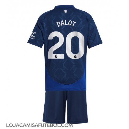 Camisa de Futebol Manchester United Diogo Dalot #20 Equipamento Secundário Infantil 2024-25 Manga Curta (+ Calças curtas)